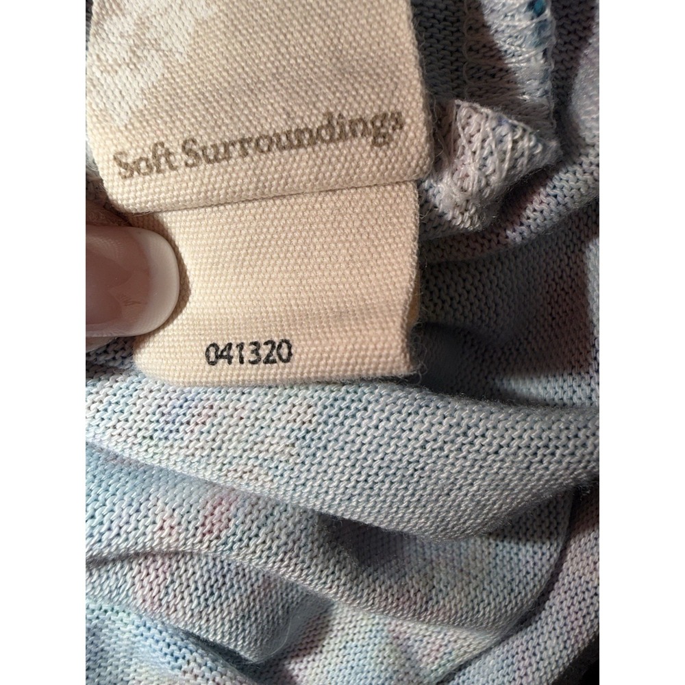 Soft Surroundings Women's Turquoise Artsy Pattern V-Neck Knit Top Size Large - Picture 8 of 8